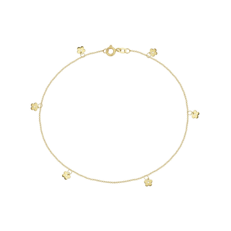 TORNOZELEIRA FLORES EM OURO 18K 24CM