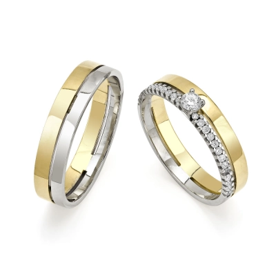ALIANÇA ETERNIDADE EM OURO AMARELO E BRANCO 18K