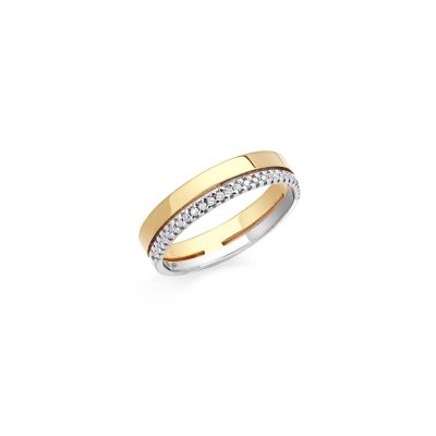 ALIANÇA ETERNIDADE EM OURO AMARELO E BRANCO 18K MEIA DIAMANTES 0,162CT