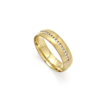 ALIANÇA UNIÃO PERFEITA ANATÔMICA EM OURO 18K COM DIAMANTES
