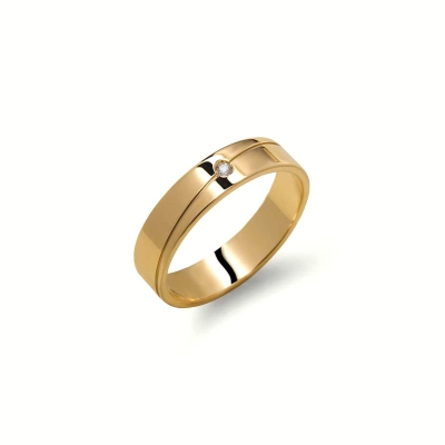 ALIANÇA FLORENÇA EM OURO 18K COM DIAMANTE 0,02CT