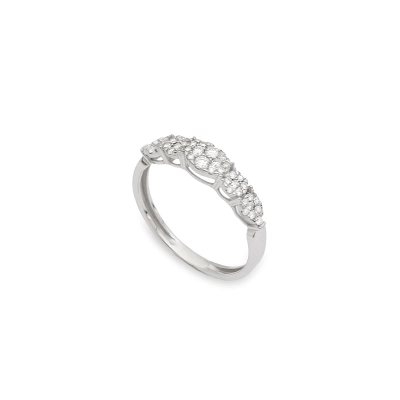 ANEL BRISA FLORES OURO BRANCO 18K COM DIAMANTES