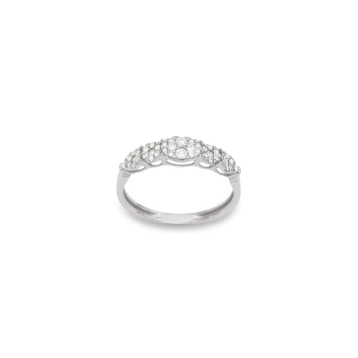 ANEL BRISA FLORES OURO BRANCO 18K COM DIAMANTES