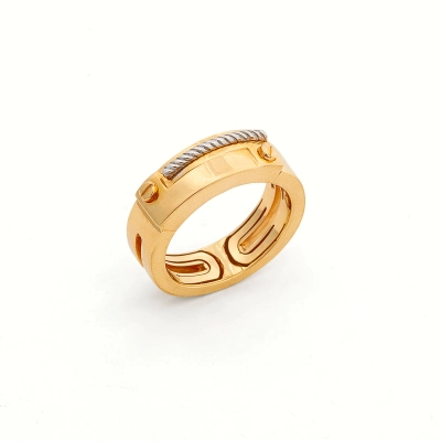 ANEL CORDA EM OURO AMARELO E BRANCO 18K