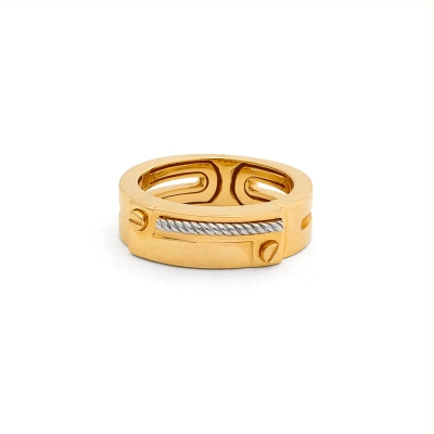 ANEL CORDA EM OURO AMARELO E BRANCO 18K