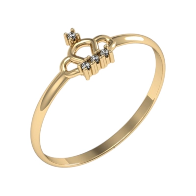 Anel Coroinha Ouro 18k Com Diamantes 0,01ct
