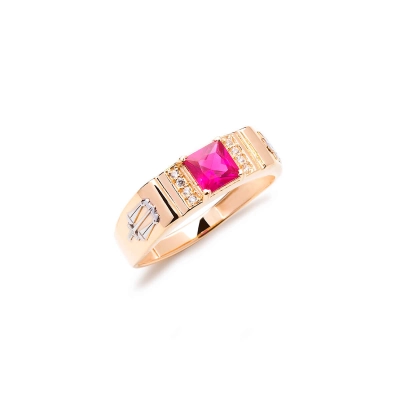 Anel De Grau Masculino Em Ouro 18k Com Zircônia.