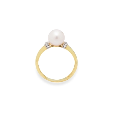ANEL DELICADEZA PÉROLAS OURO 18K COM DIAMANTES