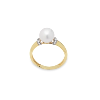 ANEL DELICADEZA PÉROLAS OURO 18K COM DIAMANTES