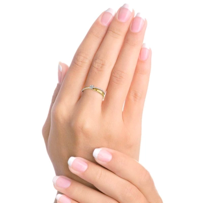 ANEL ELO EM OURO 18K COM DIAMANTES 0,04CT