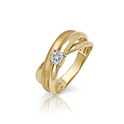ANEL ESTRELA GUIA EM OURO 18K COM DIAMANTES 0,052CT