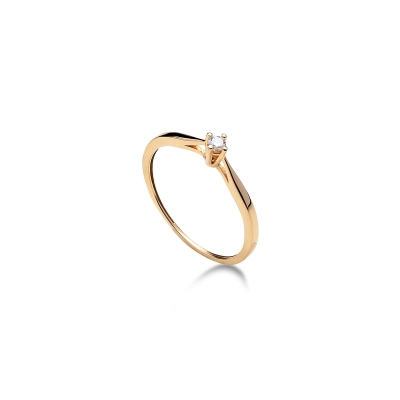 ANEL LAÇO SAGRADO EM OURO 18K COM DIAMANTES 0,05CTS