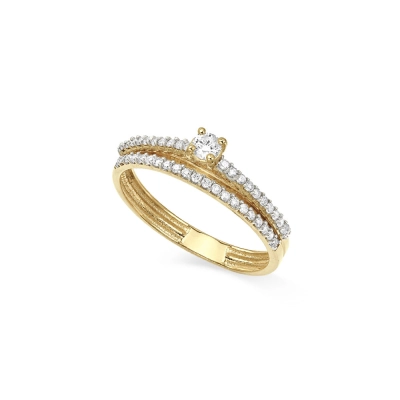 ANEL LAÇOS EM OURO 18K COM DIAMANTES 0,186CTS