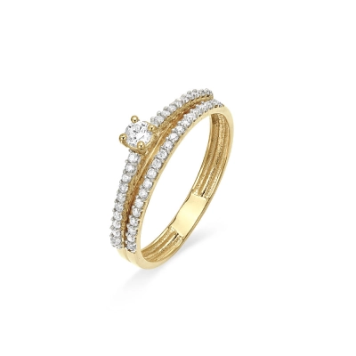 ANEL LAÇOS EM OURO 18K COM DIAMANTES 0,186CTS