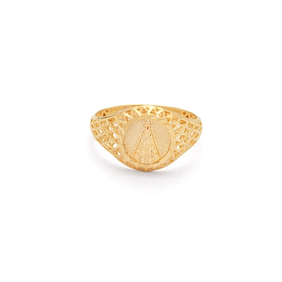 ANEL NOSSA SENHORA APARECIDA EM OURO 18K