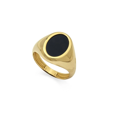 ANEL OVAL EM OURO 18K COM ÁGATA