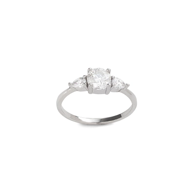 Anel Pedras Moissanite Prata 925 Com Ródio