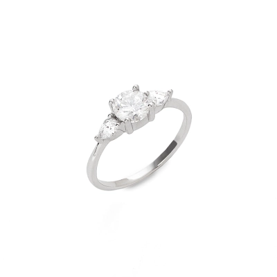 Anel Pedras Moissanite Prata 925 Com Ródio