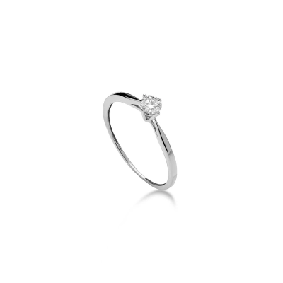ANEL PRESENÇA EM OURO BRANCO 18K COM DIAMANTES 0,15CTS