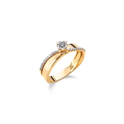 ANEL ROMANCE EM OURO 18K COM DIAMANTES 0,164CT