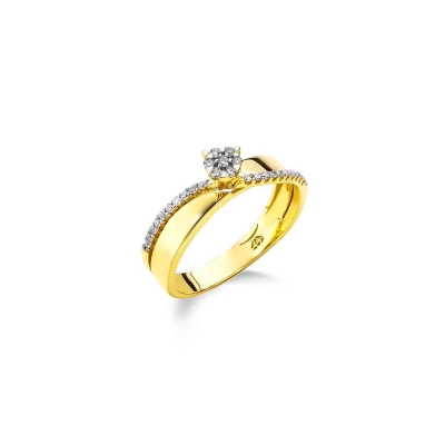 ANEL ROMANCE EM OURO 18K COM DIAMANTES 0,164CT
