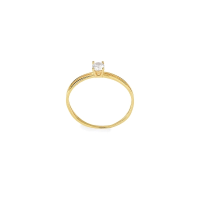 ANEL SOLITÁRIO ARO ABERTO OURO 18K COM ZIRCÔNIA