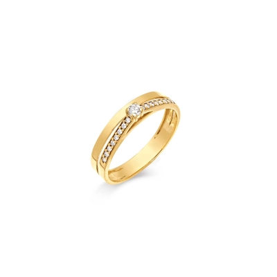 Anel Solitário c/Diamante Em Ouro 18k.