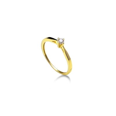 Anel Solitário em Ouro 18k com Diamantes 0,20cts