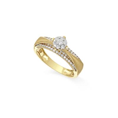 ANEL SOLITÁRIO EM OURO 18K COM DIAMANTES 0,49CT