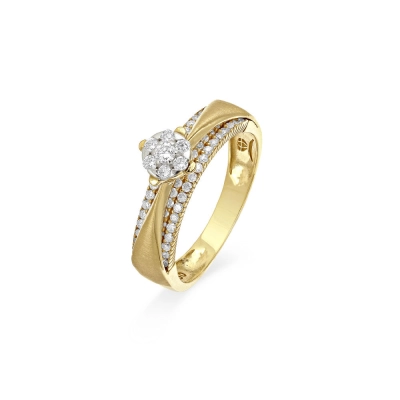 ANEL SOLITÁRIO EM OURO 18K COM DIAMANTES 0,49CT