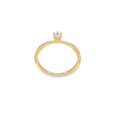 ANEL SOLITÁRIO CELEBRA ARO DIAMANTADO OURO 18K COM ZIRCÔNIAS