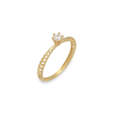 ANEL SOLITÁRIO CELEBRA ARO DIAMANTADO OURO 18K COM ZIRCÔNIAS