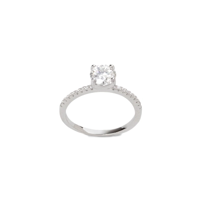 Anel Solitário Fio Moissanite Prata 925 Com Ródio