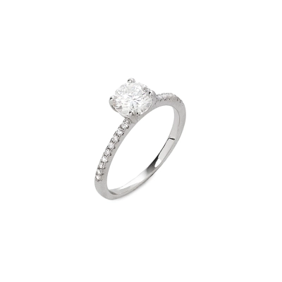 Anel Solitário Fio Moissanite Prata 925 Com Ródio