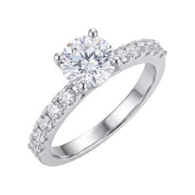Anel Solitário Meia Aliança Moissanite Prata 925