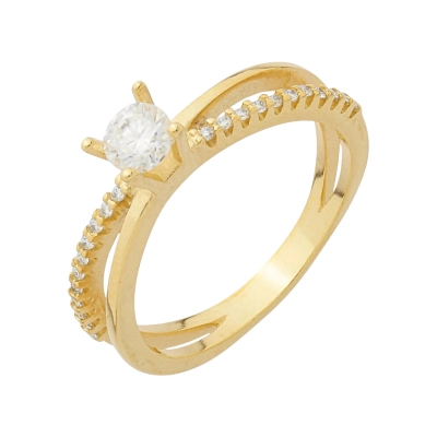 Anel Reluz Solitário Prata 925 Banho Ouro 18k Moissanite