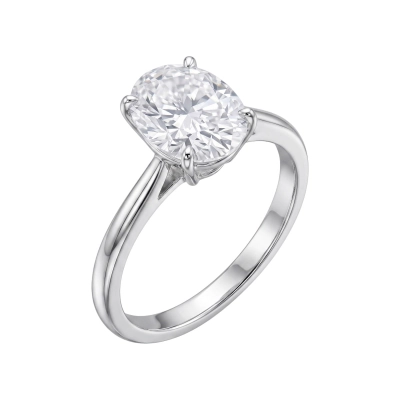 Anel Lume Solitário Moissanite Oval Grande Prata 925