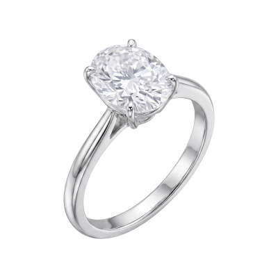 Anel Lume Solitário Moissanite Oval Grande Prata 925