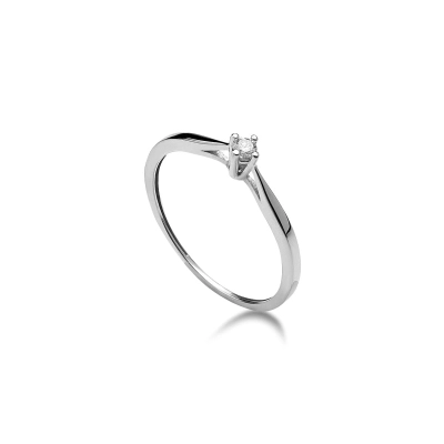 ANEL TESOURO EM OURO BRANCO 18K COM DIAMANTES 0,05CTS