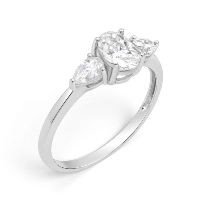 Anel Três Pedras Moissanite Prata 925