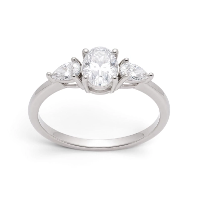 Anel Três Pedras Moissanite Prata 925
