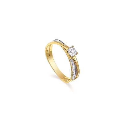 ANEL UNIÃO EM OURO 18K COM DIAMANTES 0,11CT