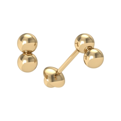 Brinco Duas Bolas Ouro 18k