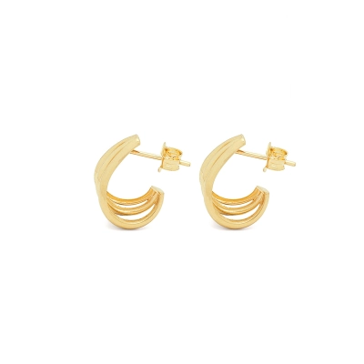BRINCO ARGOLA FASCÍNIO TRÊS FIOS OURO 18K