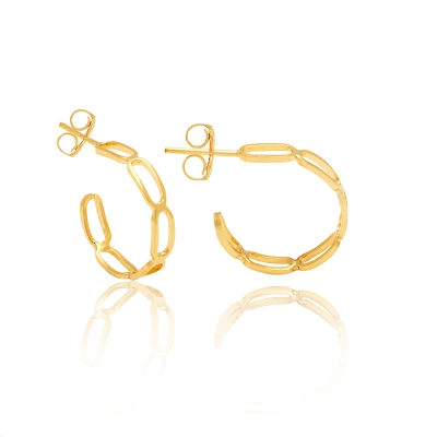 BRINCO ARGOLA RETÂNGULOS EM OURO 18K