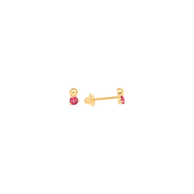 BRINCO BOLA COM RUBI EM OURO 18K