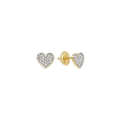BRINCO CORAÇÃO PAVÊ COM DIAMANTES RODINADO EM OURO 18K