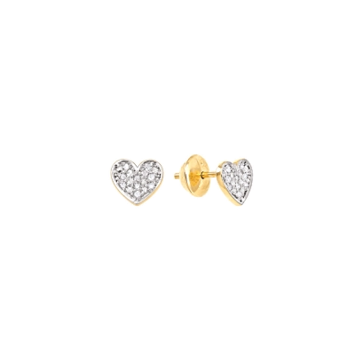 BRINCO CORAÇÃO PAVÊ COM DIAMANTES RODINADO EM OURO 18K