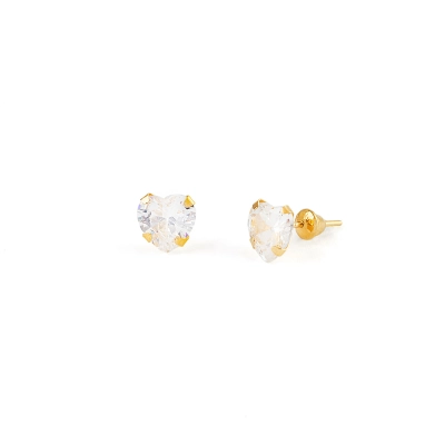 BRINCO CORAÇÃO EM OURO 18K COM ZIRCÔNIA