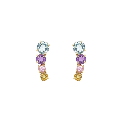 BRINCO EARCUFF MIX GEMAS EM OURO 18K
